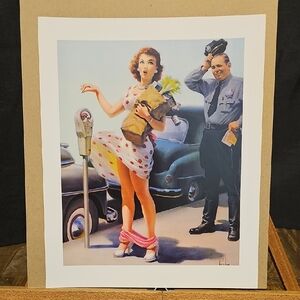 Vintage Pin- Uo Style Art Print with Red and White Accents - Frahm